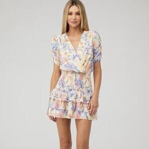 Amanda Uprichard Nala Floral Smocked Mini Dress in Floressence Sz M Multicolor